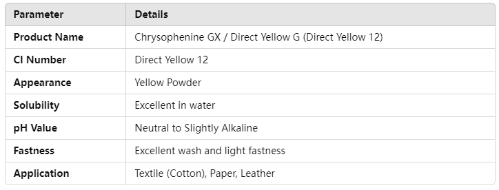 Direct Yellow G (Direct Yellow 12) Technical Specifications.png